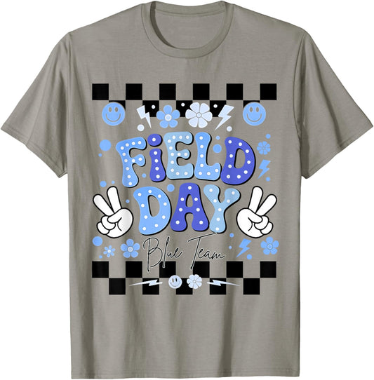 Field Day Blue Team Funny for Teacher Kids Field Day Games T-Shirt - T-Shirt | Sand