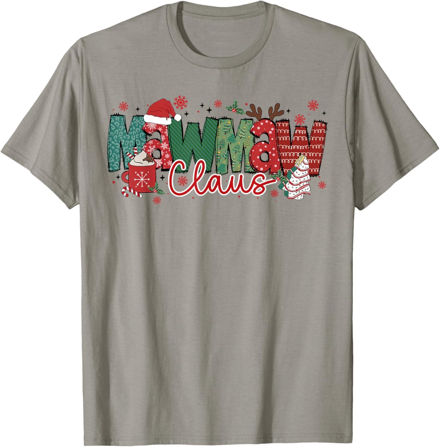 Mawmaw Claus Christmas Pajama Santa Claus Family Matching T-Shirt - T-Shirt | Sand