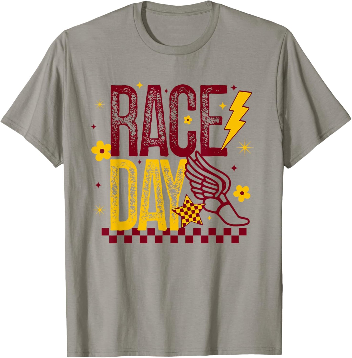 Cross Country Race Day Runner Track and Field Maroon & Gold T-Shirt - T-Shirt | Sand