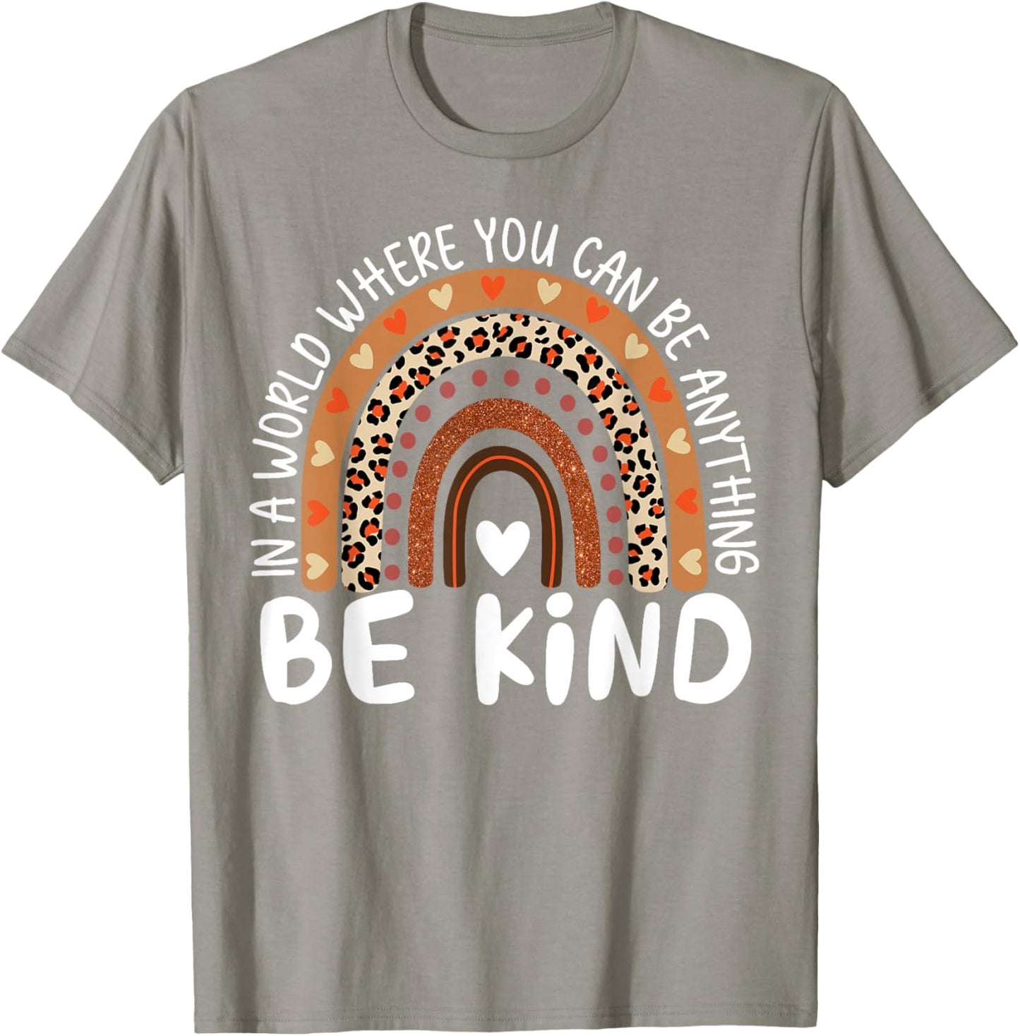 Unity Day Orange Anti Bullying Kids Girls Leopard Rainbow T-Shirt - T-Shirt | Sand