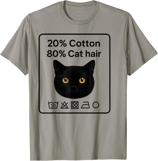 20% Cotton 80% Cat Hair Funny Quote T-Shirt - T-Shirt | Sand