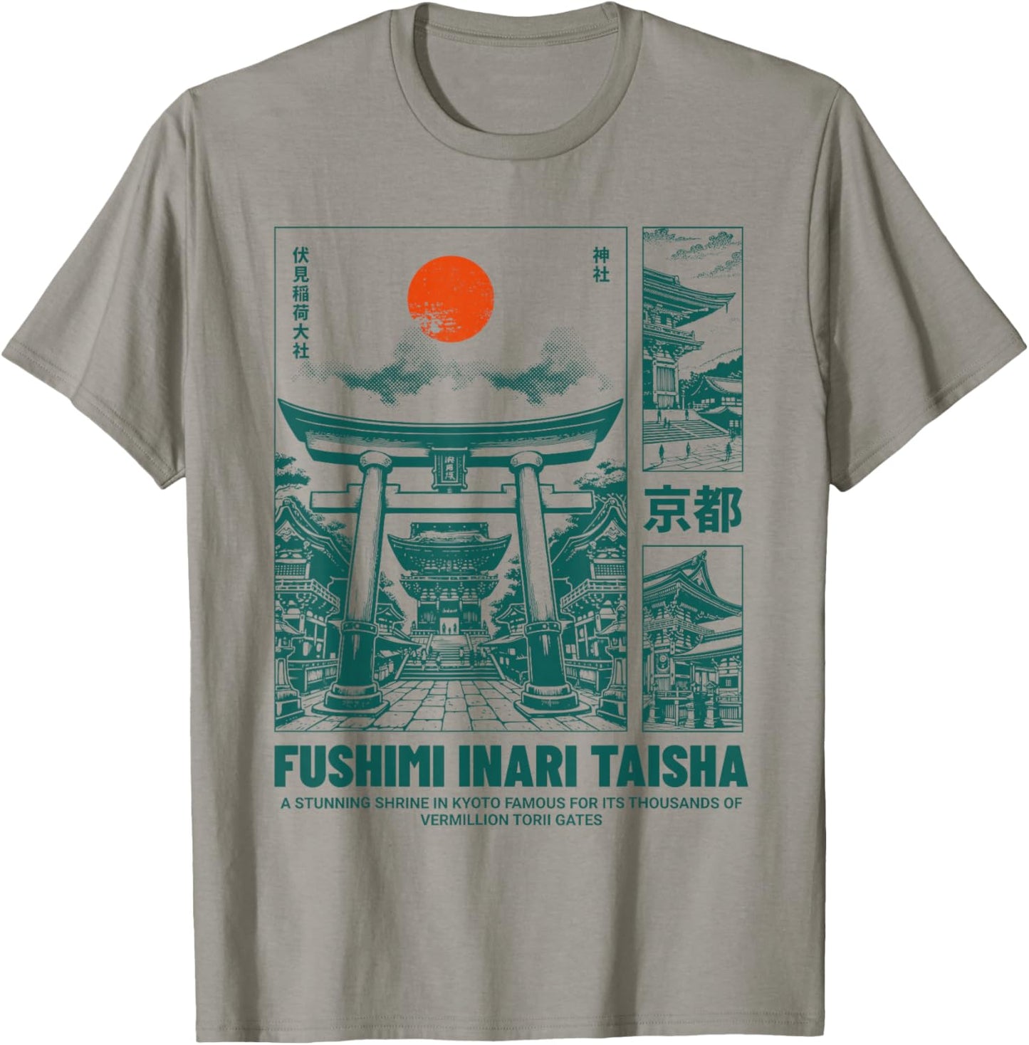 Japanese Design Fushimi inari Taisha Kyoto Japan Torii Gates T-Shirt - T-Shirt | Sand