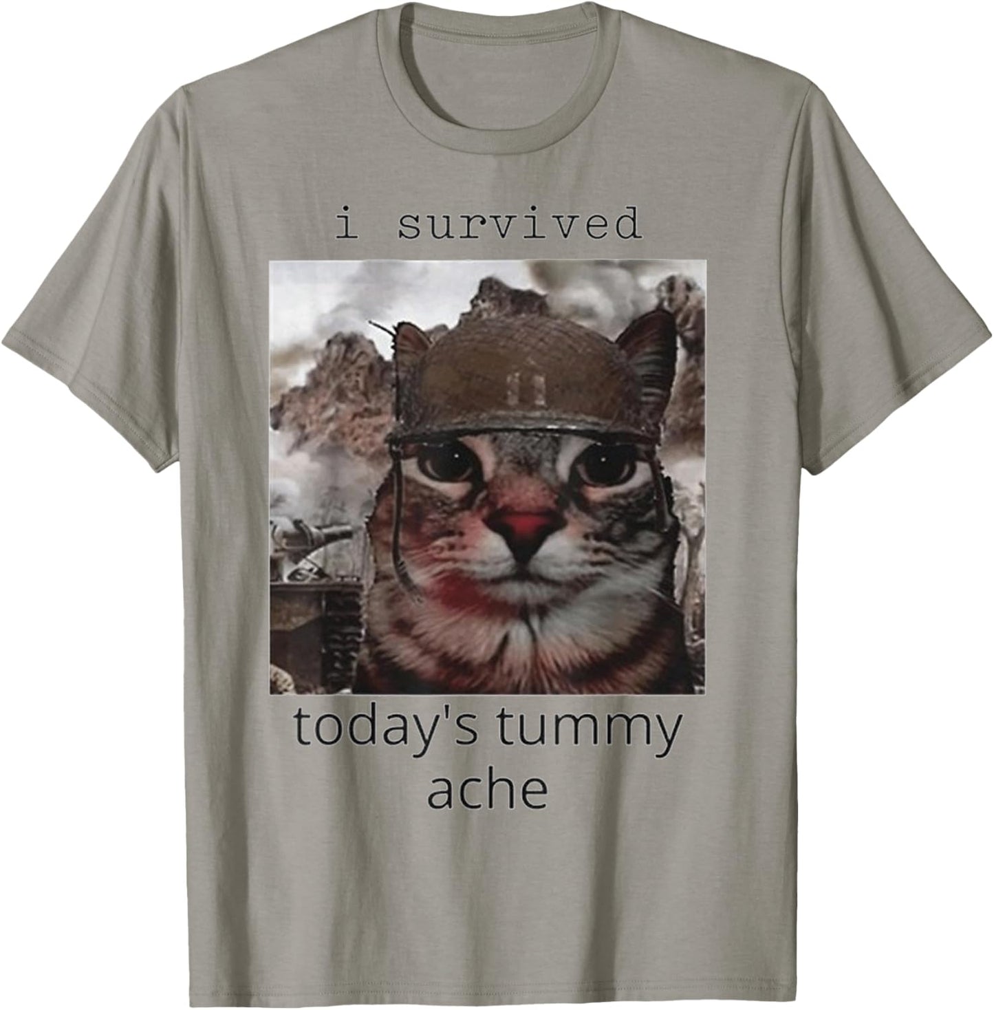 I survived today's tummy ache Cat T-Shirt - T-Shirt | Sand