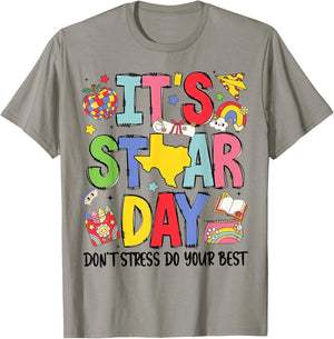 It's Star Day Don't Stress Do Your Best Retro School Test T-Shirt - T-Shirt | Sand
