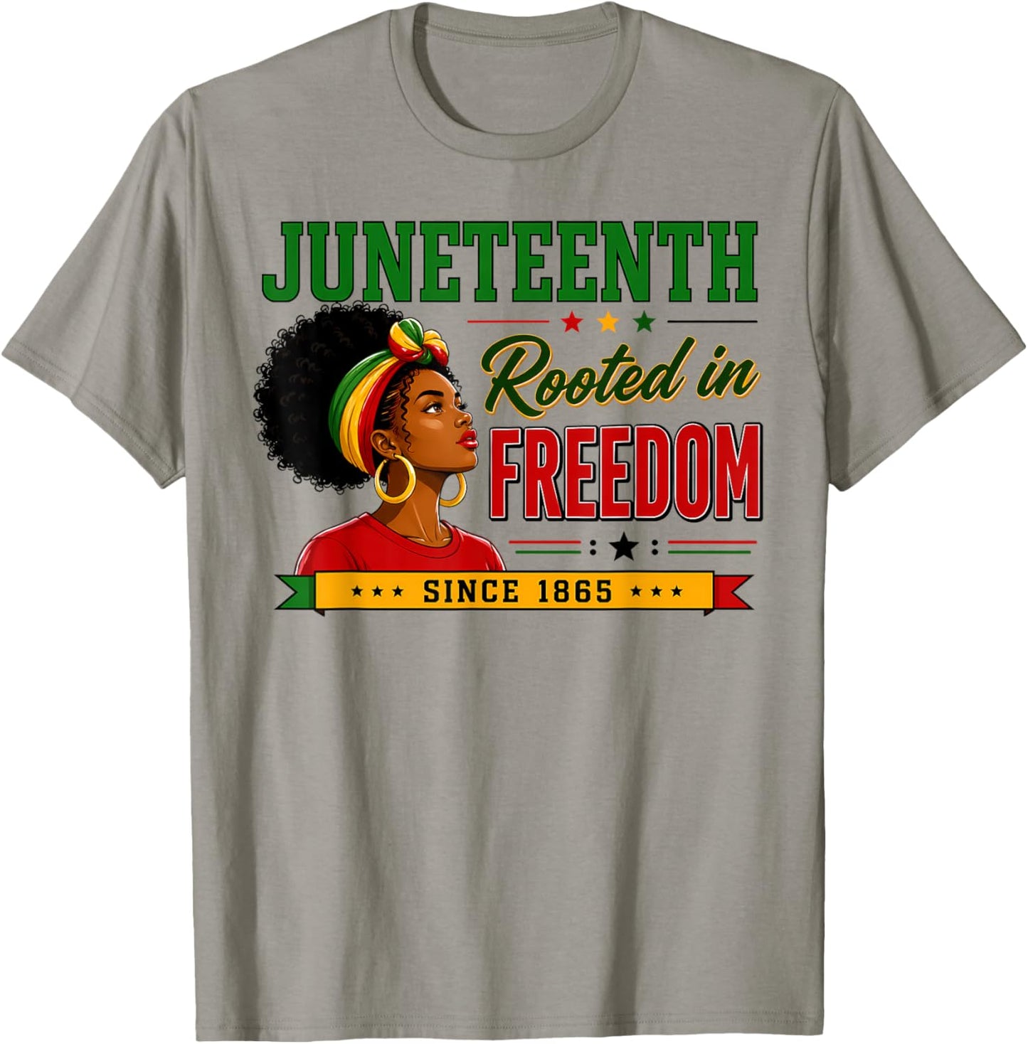 Juneteenth Rooted in Freedom Since 1865 Black Women Afro T-Shirt - T-Shirt | Sand