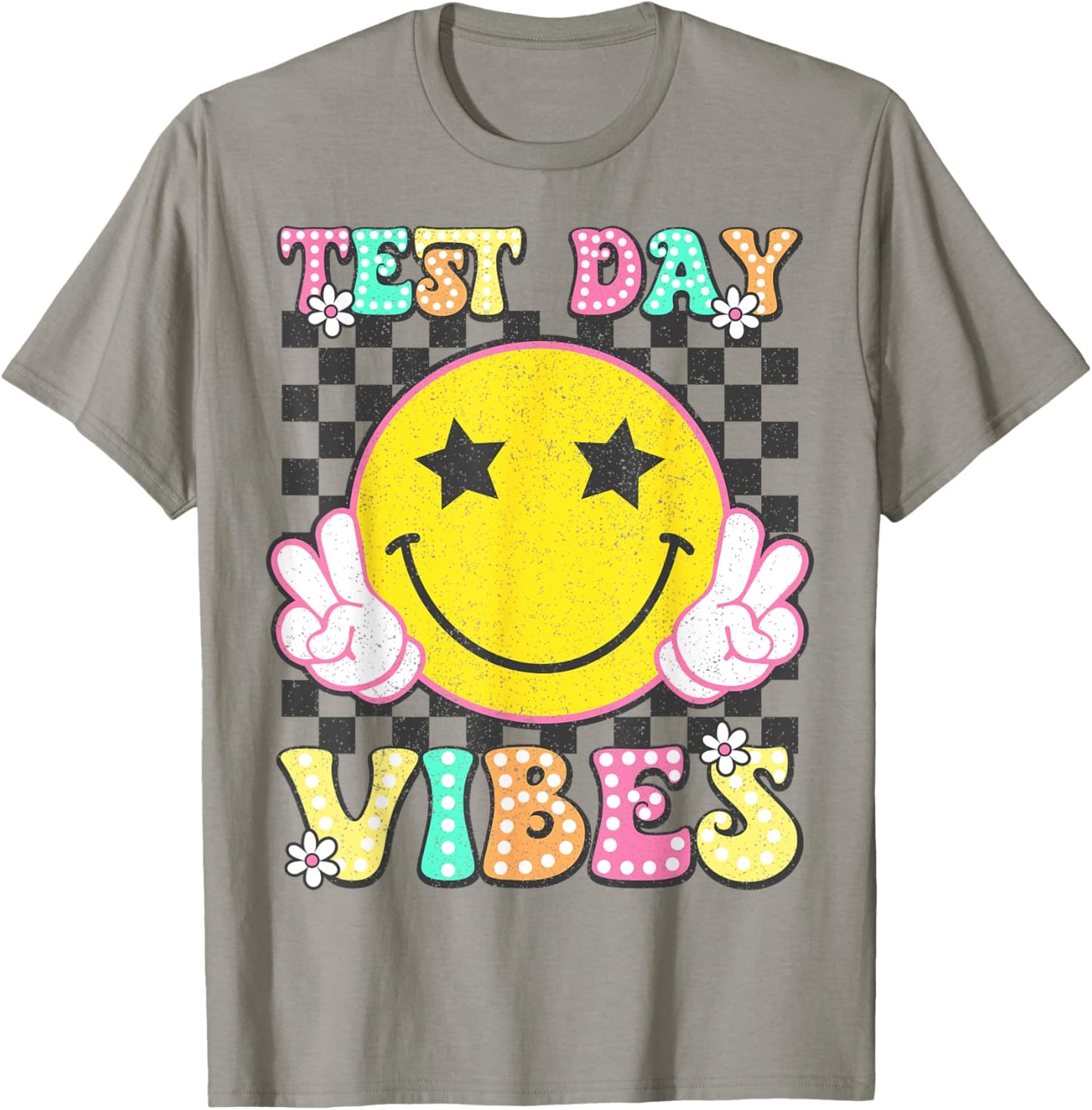 Test Day Vibes Retro Groovy Testing Day Teacher Student T-Shirt - T-Shirt | Sand
