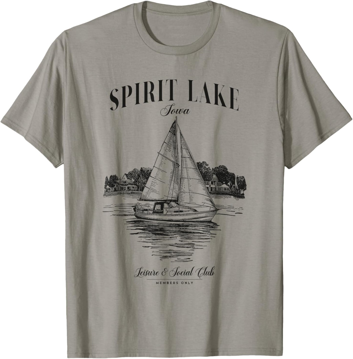 Spirit Lake Iowa Outdoors Vintage T-Shirt - T-Shirt | Sand