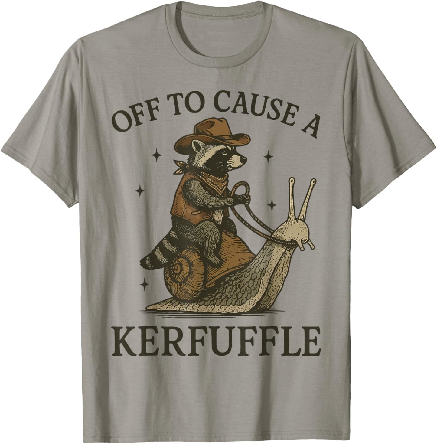 Off to Cause A Kerfuffle Raccoon T-Shirt - T-Shirt | Sand