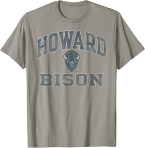 Howard Bison Vintage Worn Gray Officially Licensed T-Shirt - T-Shirt | Sand