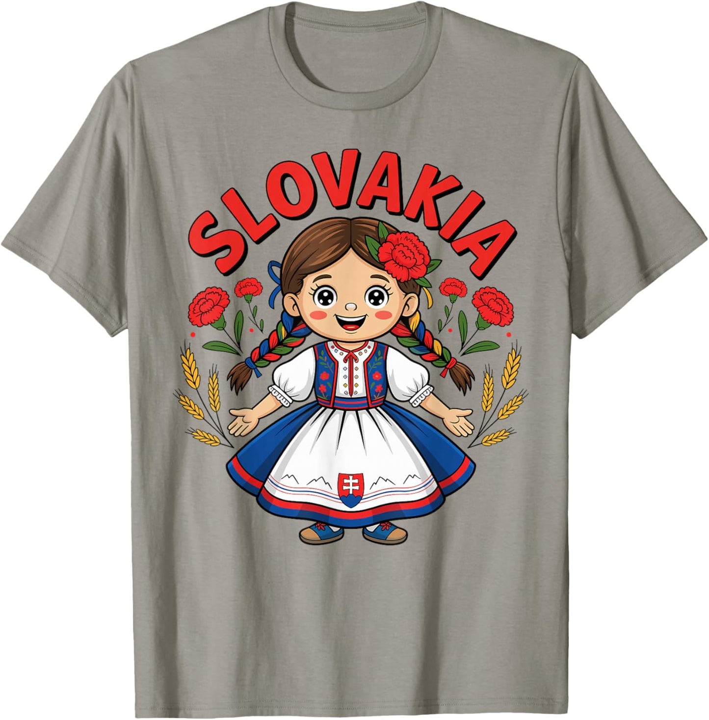 Cute Slovak Girl in Traditional Dress for Kids T-Shirt - T-Shirt | Sand