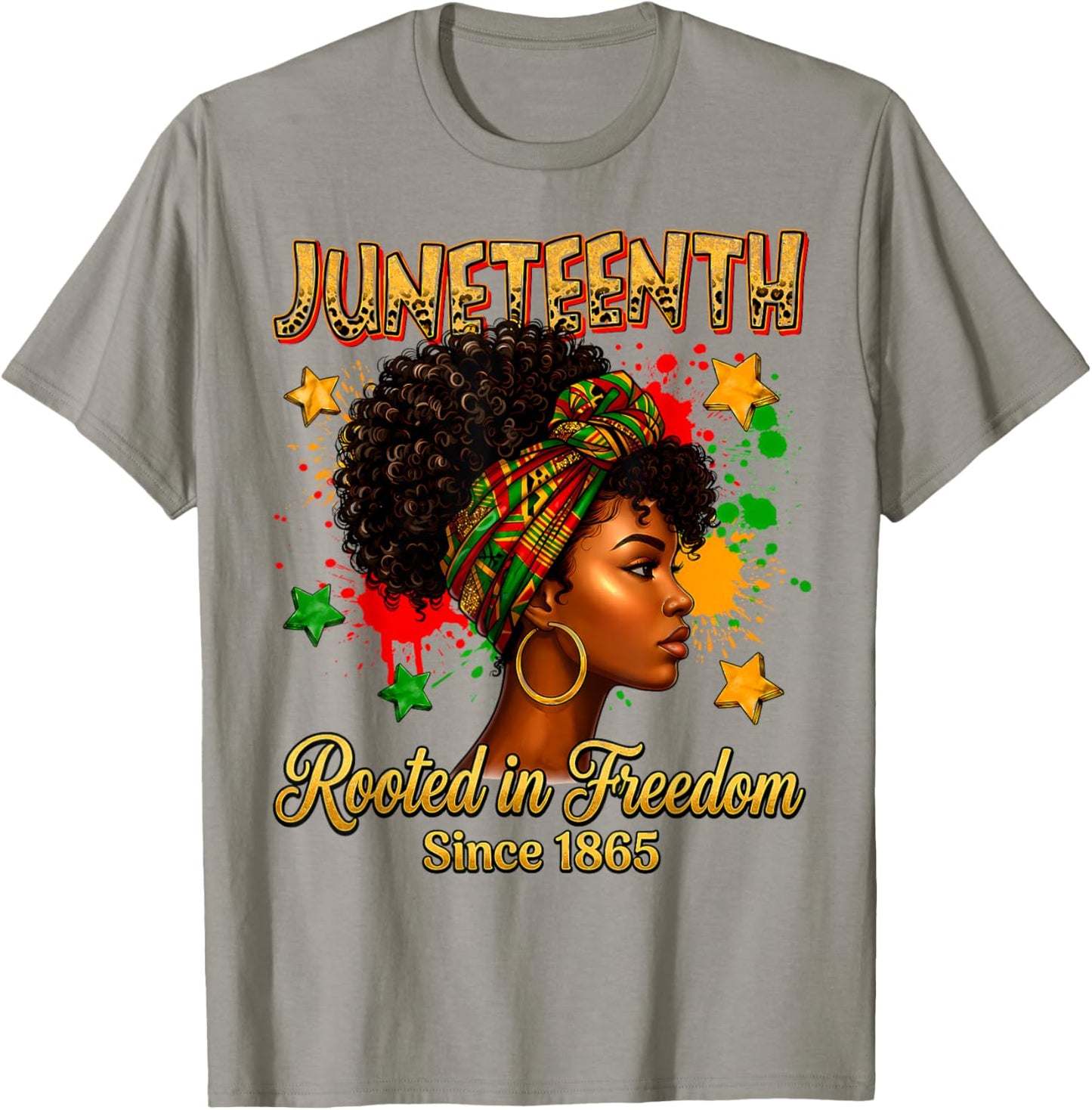 Juneteenth Rooted in Freedom Since 1865 Black Women Afro T-Shirt - T-Shirt | Sand