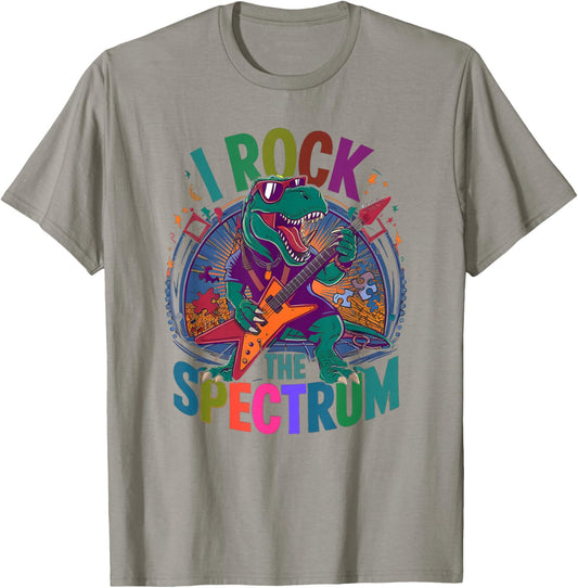 Rockin' I ROCK THE SPECTRUM Autism Teacher Stimming Rockstar T-Shirt - T-Shirt | Sand