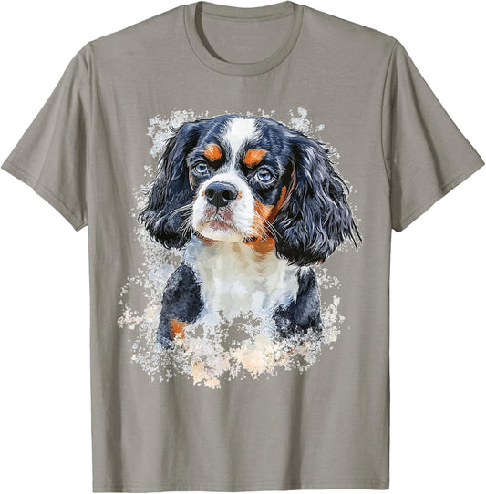 Cavalier King Charles Spaniel Dog Graphic Pet Illustration T-Shirt - T-Shirt | Sand