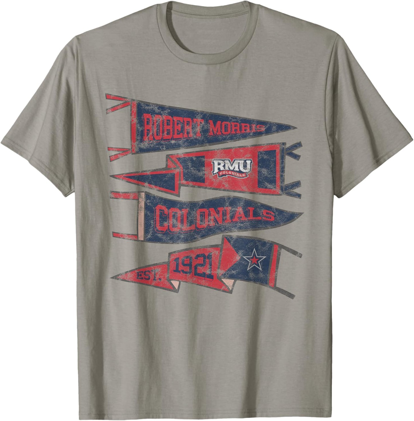 Robert Morris University Colonials Distressed Pennants T-Shirt - T-Shirt | Sand