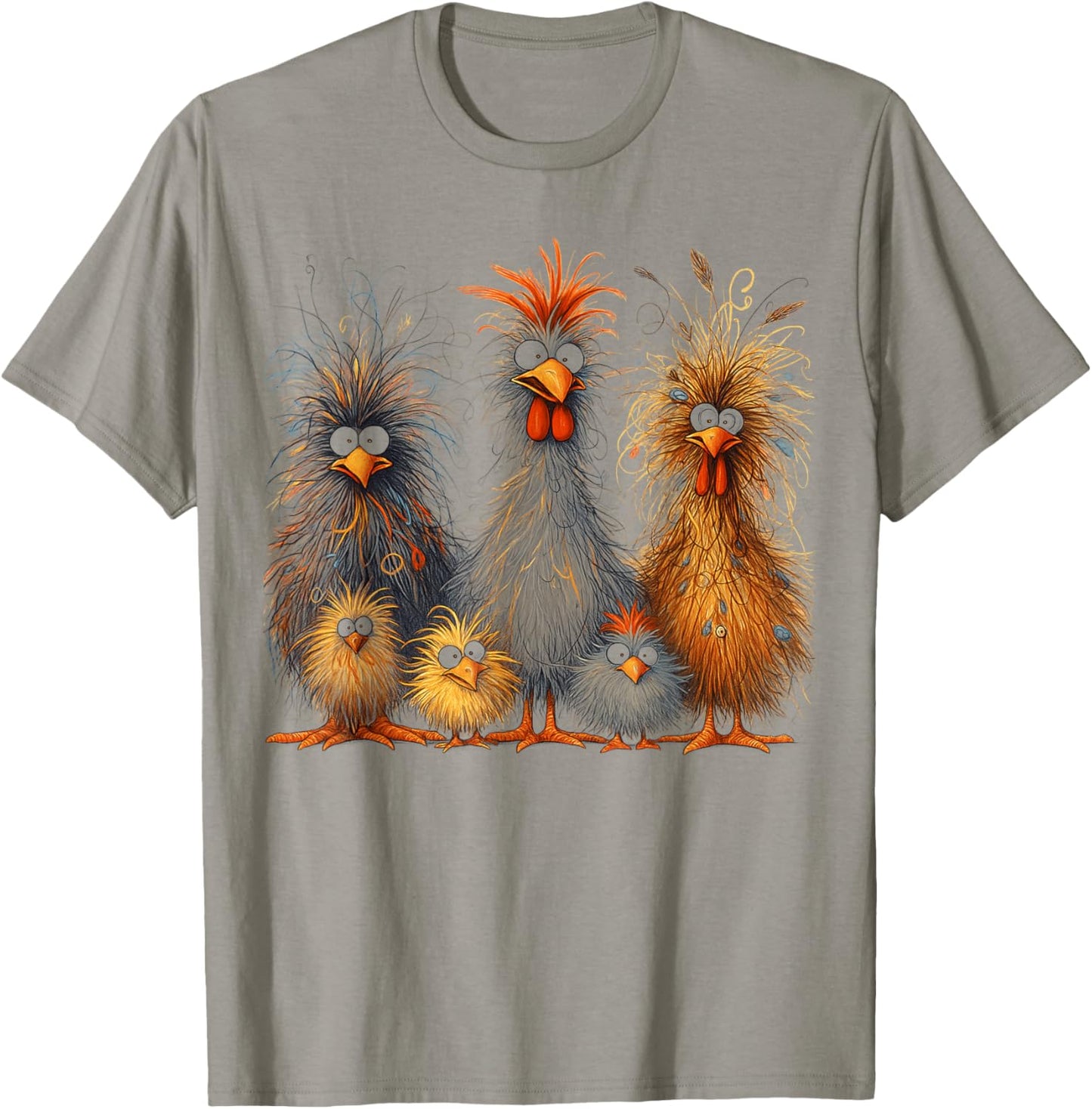 Eagerlys Colorful Funny Chicken Art Men Women Kids T-Shirt - T-Shirt | Sand