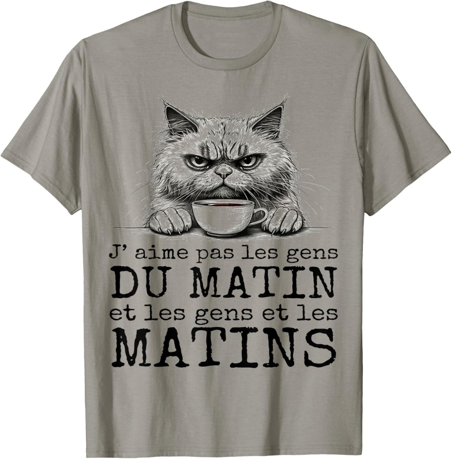 I Love Not Morning People Humor Cat Sarcasm Gift T-Shirt - T-Shirt | Sand