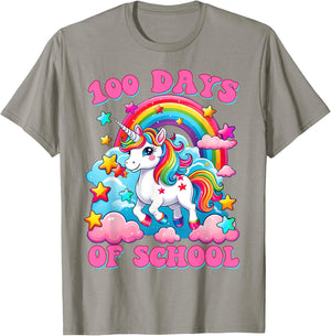 100 Days of School Unicorn Girls Cute 100th Day of School T-Shirt - T-Shirt | Sand