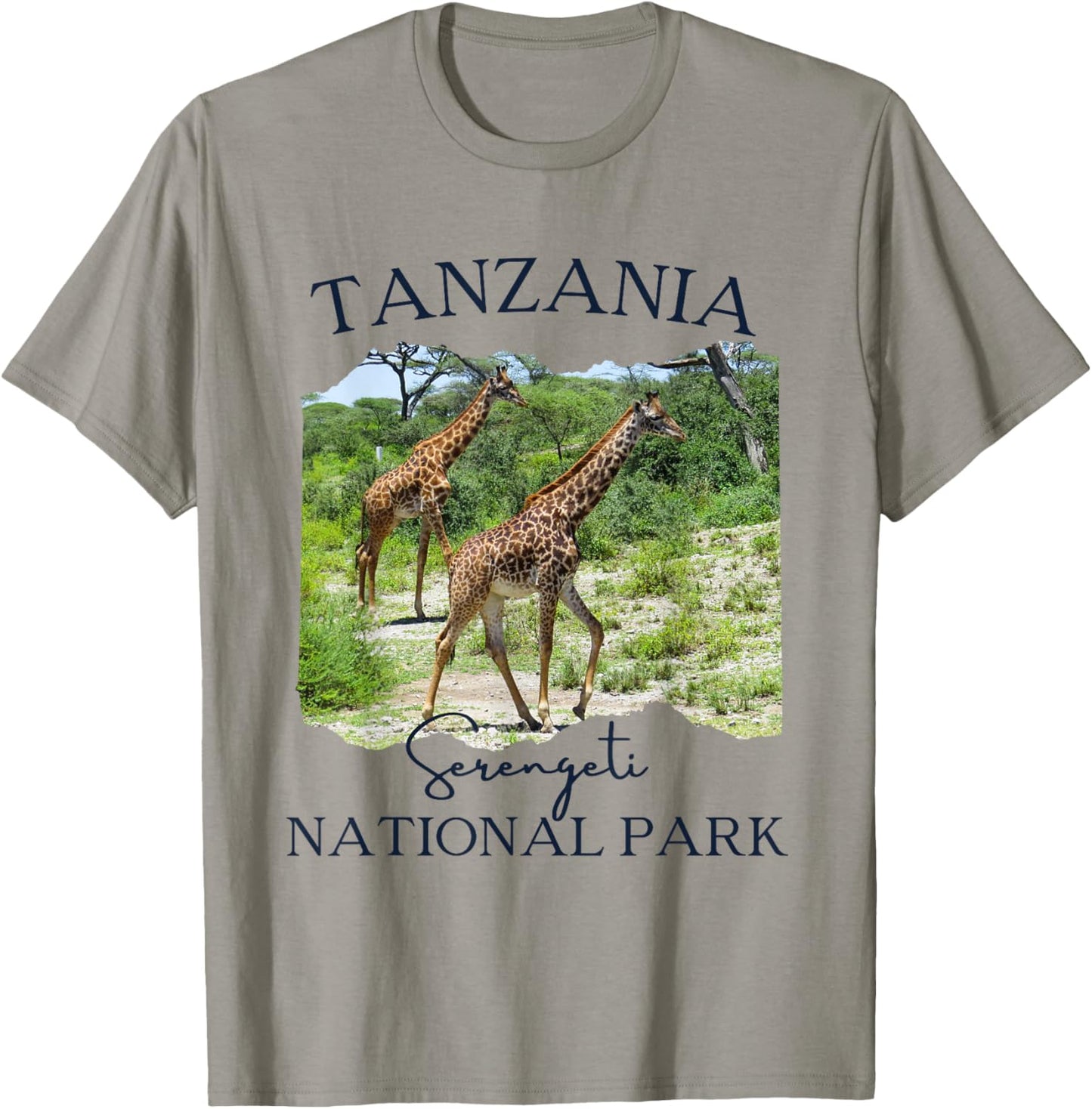 Tanzania Serengeti National Park Souvenir Giraffe Safari T-Shirt - T-Shirt | Sand