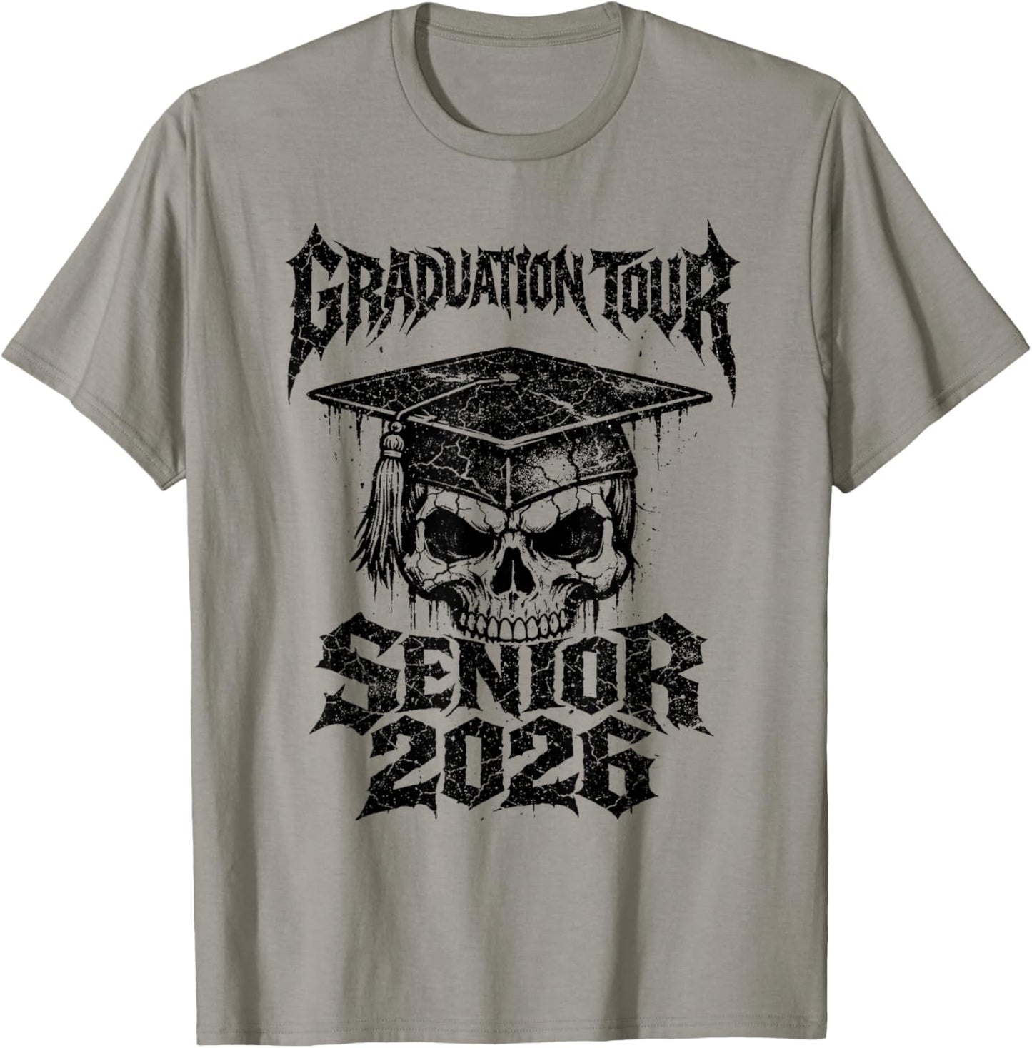 Senior 2026 Graduation Tour Gothic Vintage Skull Class 2026 T-Shirt - T-Shirt | Sand