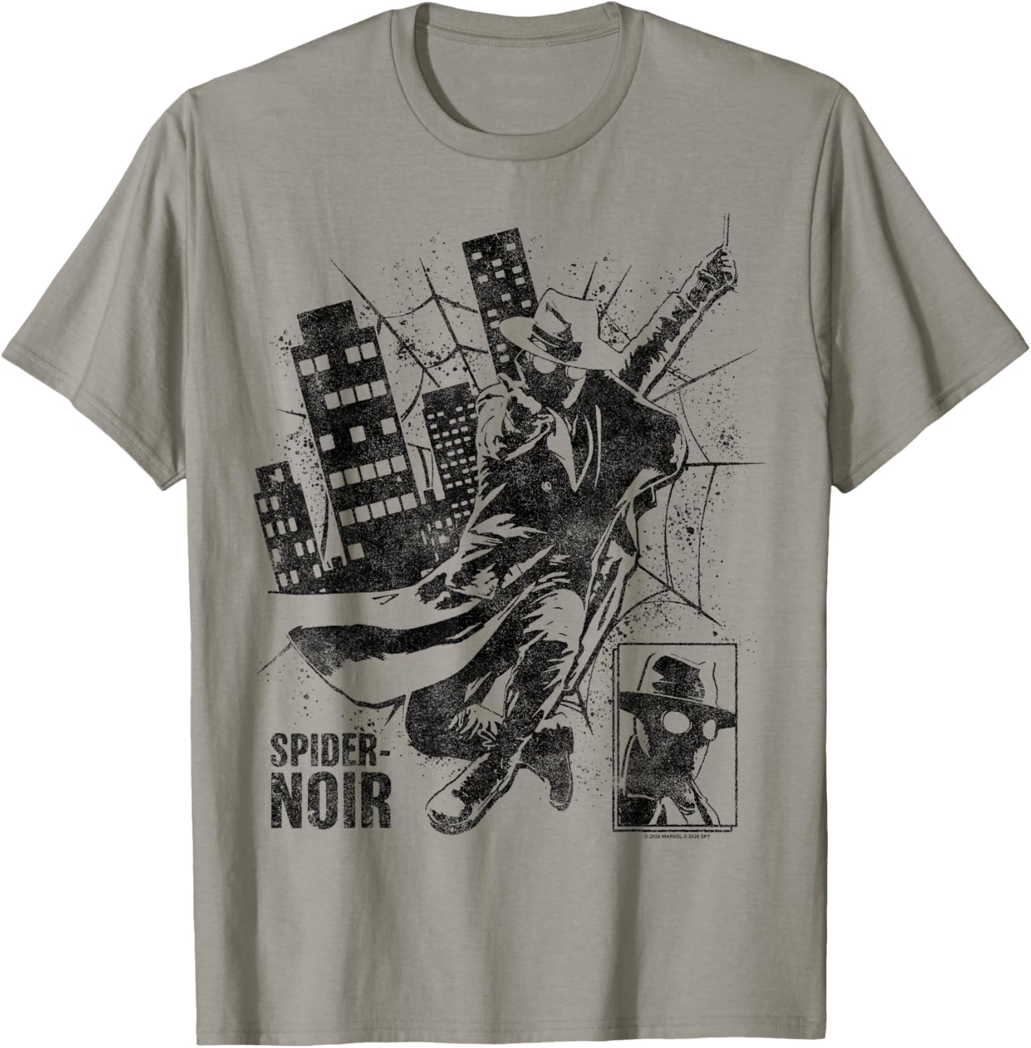 Marvel Spider-Noir Series Spider-Noir Swinging Through City T-Shirt - T-Shirt | Sand