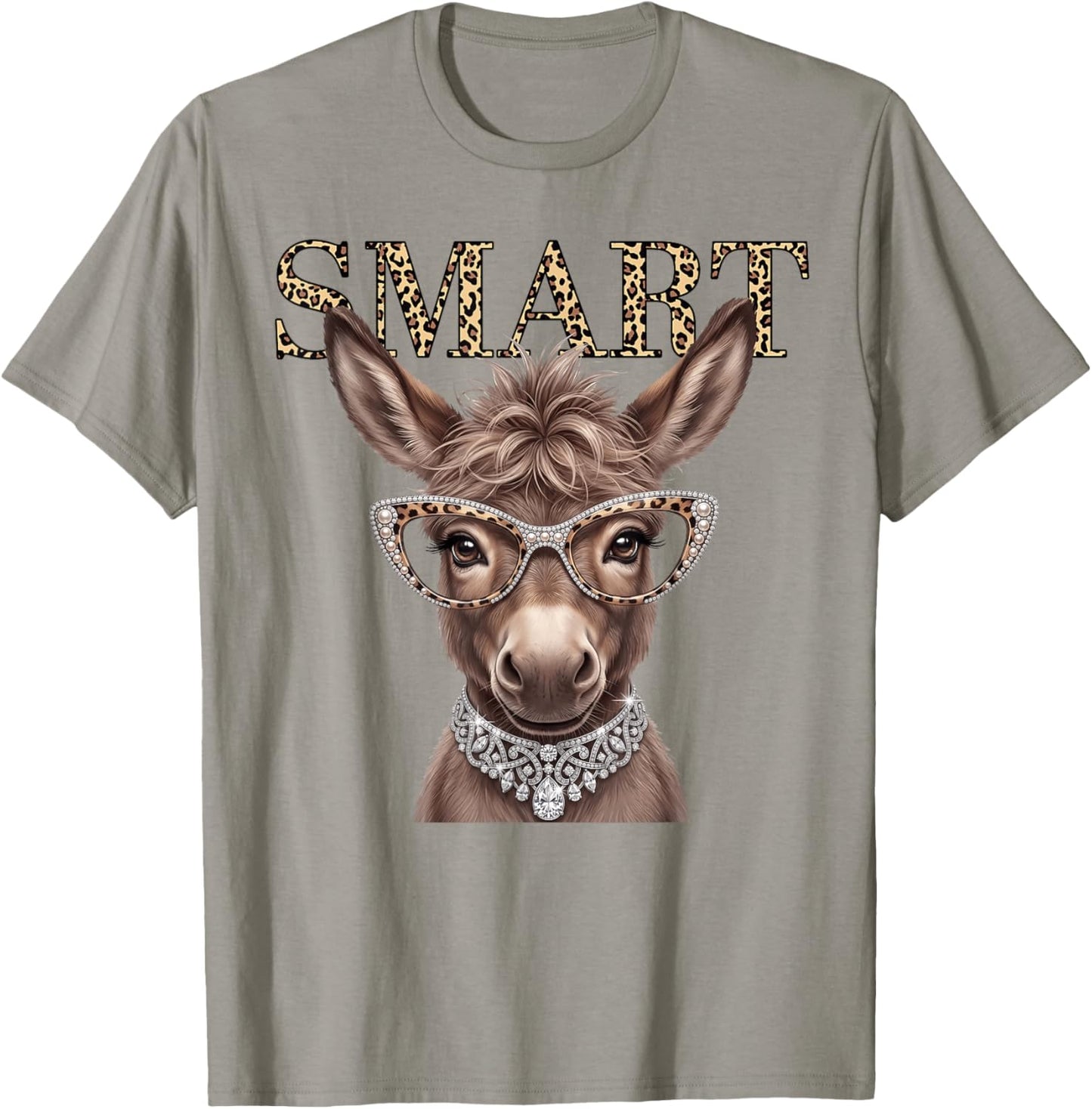 Smart Donkey Leopard Glasses Funny Meme Smart Donkey Ass T-Shirt - T-Shirt | Sand