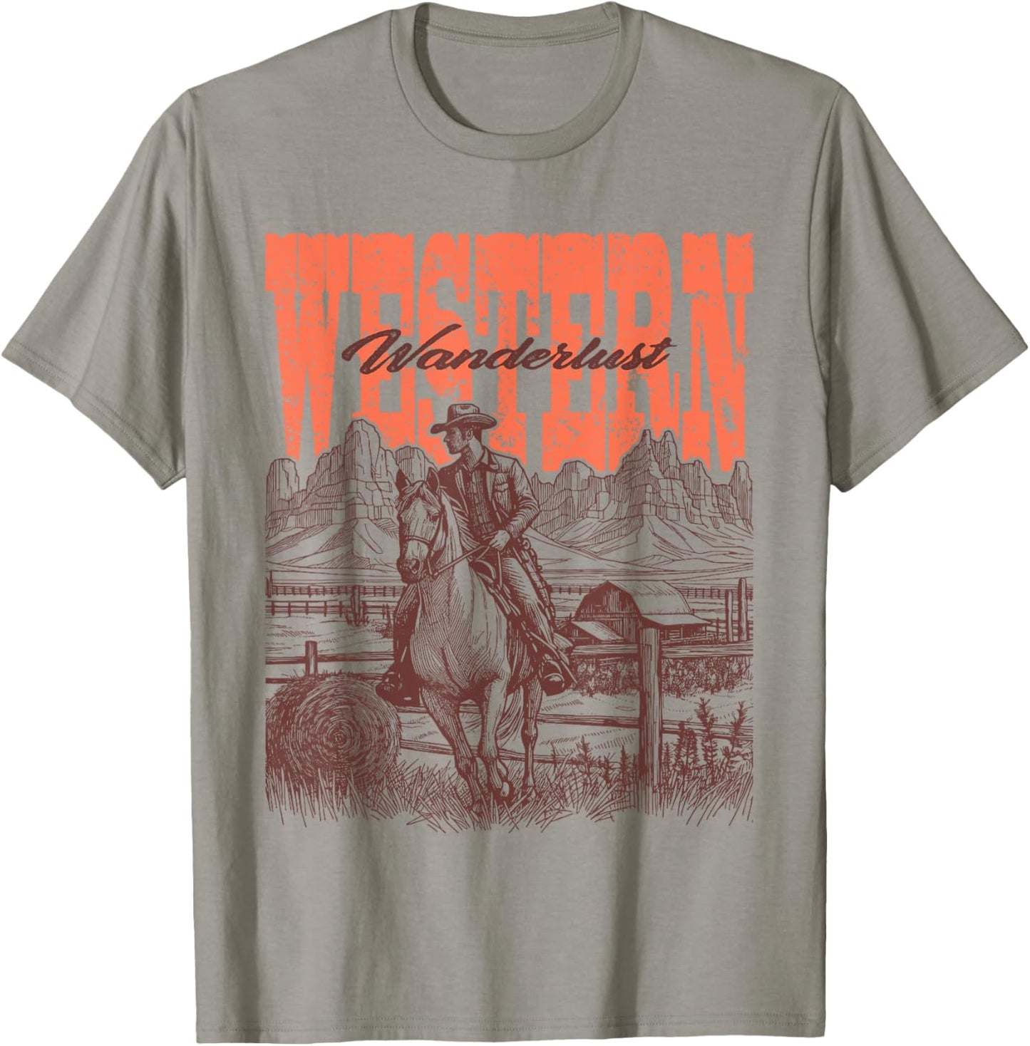 Vintage Cowboy Cowgirl Country & Western Wild West Horse T-Shirt - T-Shirt | Sand