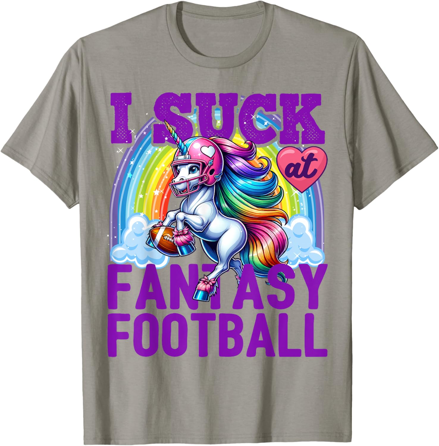 I Suck at Fantasy Football Unicorn Rainbow Loser Men T-Shirt - T-Shirt | Sand