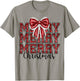Coquette Bow Santa Claus Merry Christmas Women Xmas Pajamas T-Shirt - T-Shirt | Sand