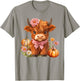 Highland Cow Pumpkin Pink Bow Ribbon Floral Autumn Fall Love T-Shirt - T-Shirt | Sand