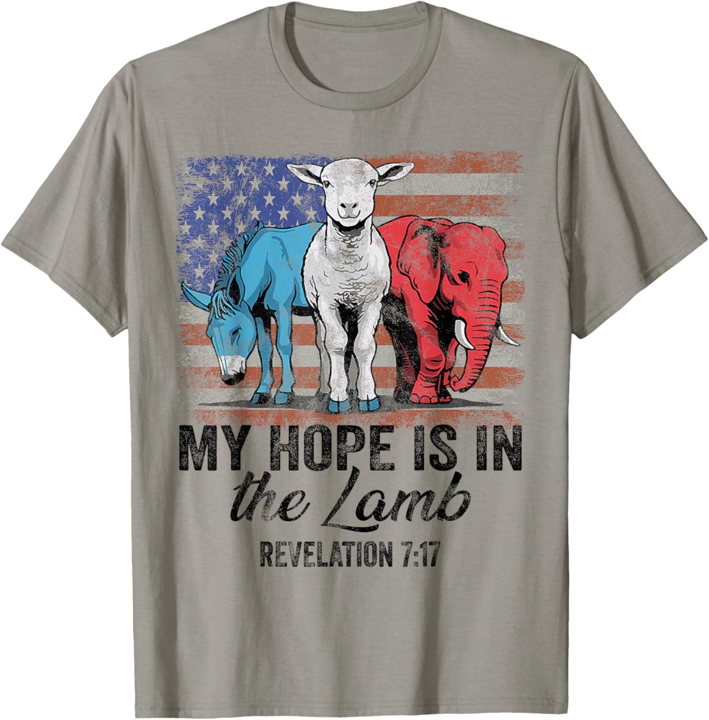 vintage My Hope is in the lamb Scripture Elephant Donkey T-Shirt - T-Shirt | Sand