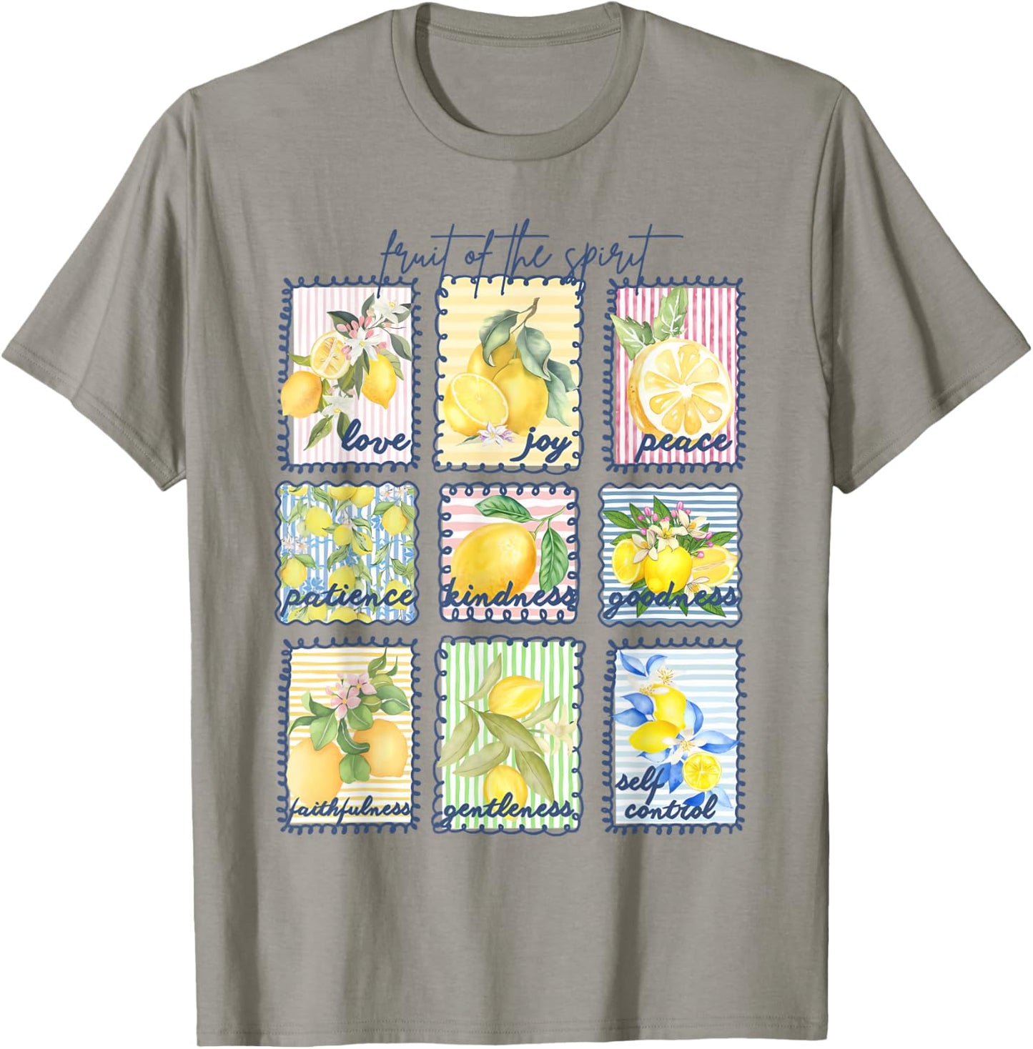 Fruit of The Spirit Postage Stamp Lemon Christian T-Shirt - T-Shirt | Sand