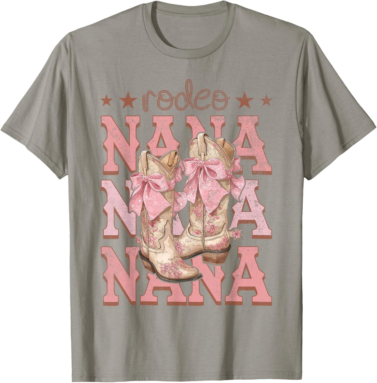 Rodeo Nana Pink Boots Coquette Cow-Girl Birthday Party T-Shirt - T-Shirt | Sand
