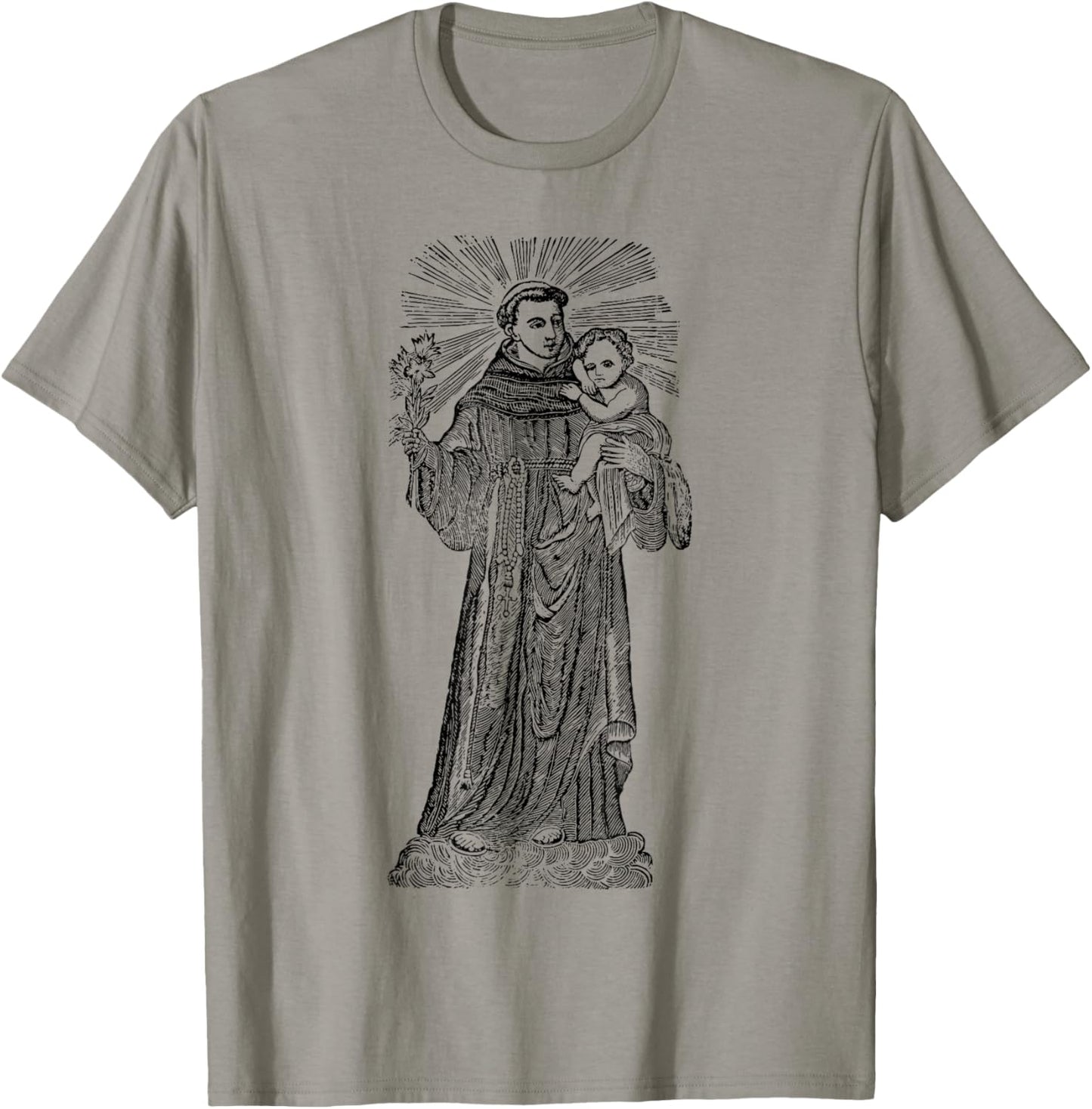 St Anthony of Padua Baby Jesus Vintage Catholic Patron Saint T-Shirt - T-Shirt | Sand