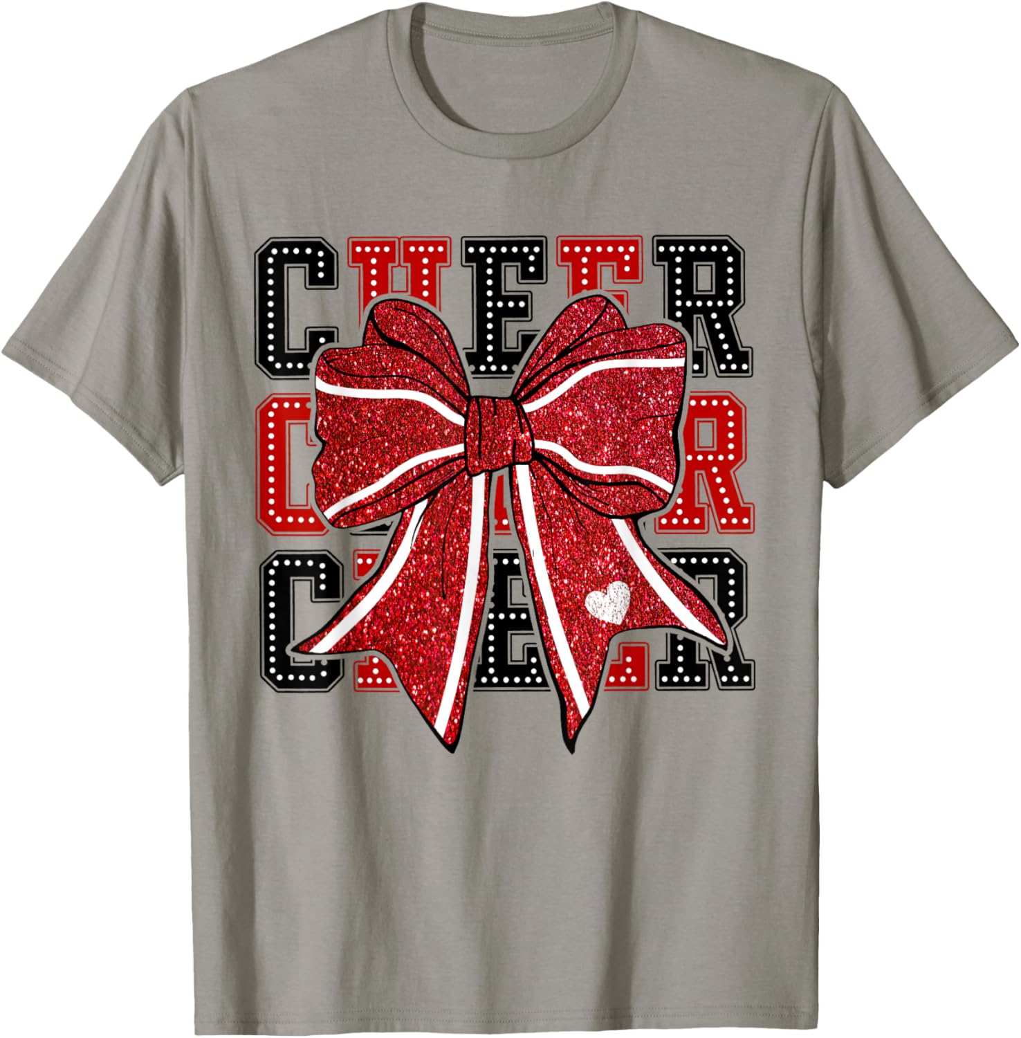 Cheerleading Coquette Black and Red Cheer Mom Football Team T-Shirt - T-Shirt | Sand