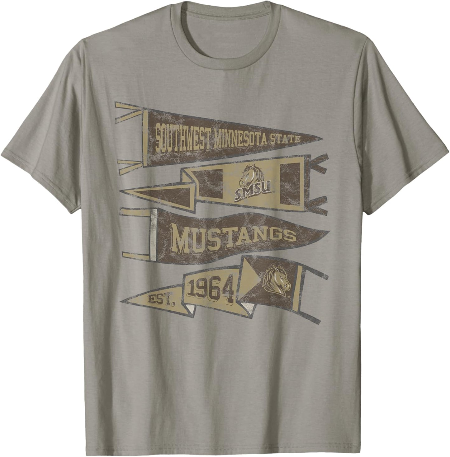 Southwest Minnesota State SMSU Mustangs Distressed Pennants T-Shirt - T-Shirt | Sand