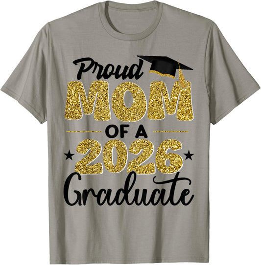 Proud Mom of A 2026 Graduate Graduation Matching Family T-Shirt - T-Shirt | Sand