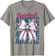 Cute Baseball Auntie Aunt Baseball Bow Biggest Fan Sports T-Shirt - T-Shirt | Sand