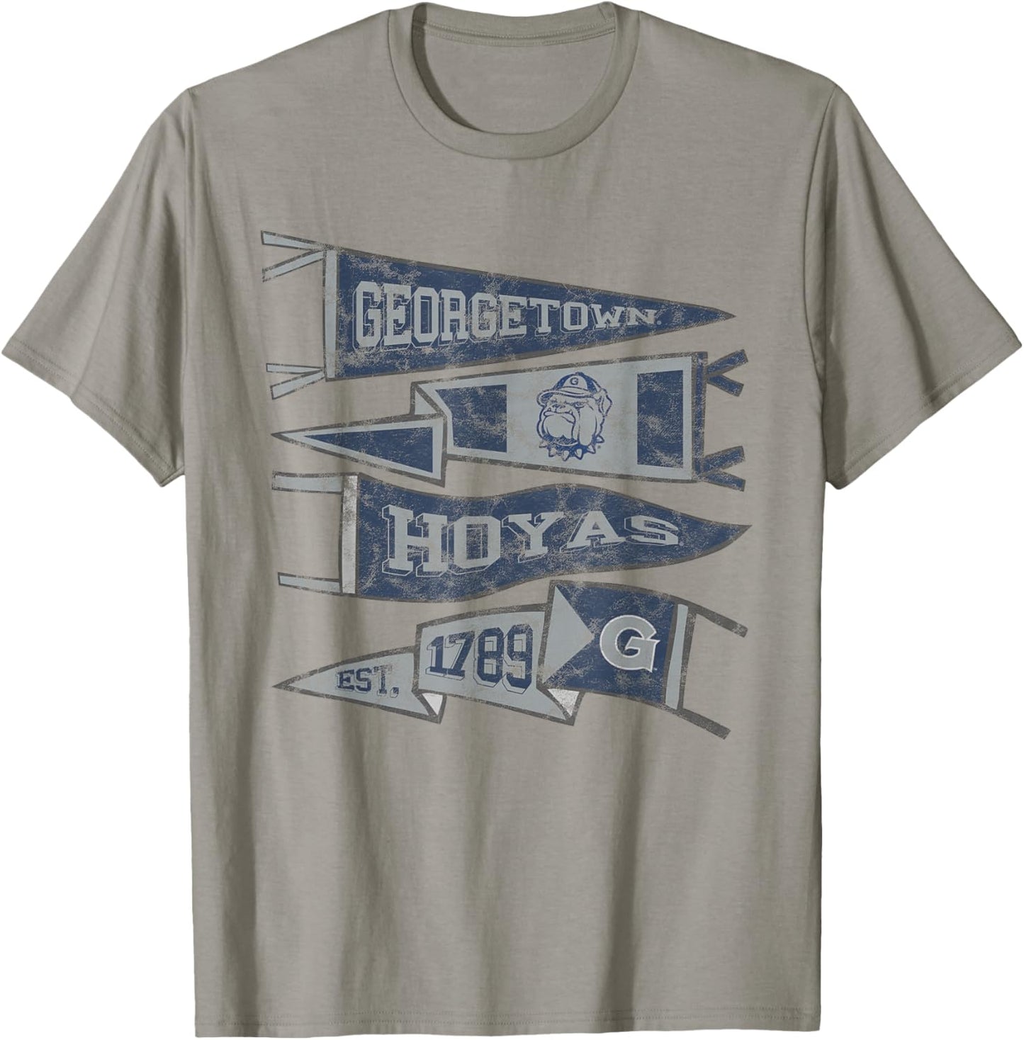 Georgetown University Hoyas Distressed Pennants T-Shirt - T-Shirt | Sand