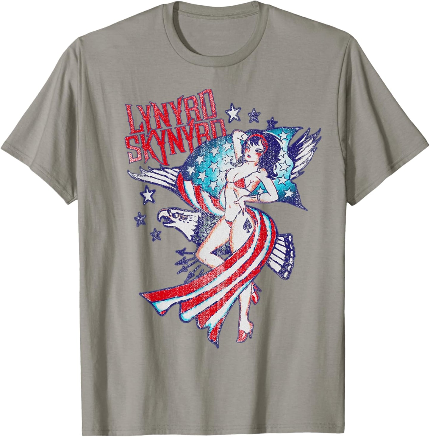 Lynyrd Skynyrd Lady Liberty Eagle Stars Stripes US Rock Flag T-Shirt - T-Shirt | Sand