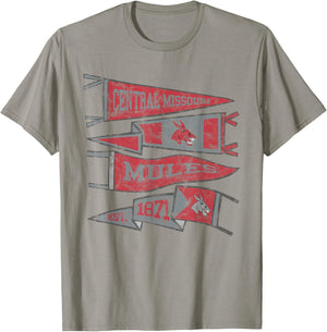 University of Central Missouri UCM Mules Distressed Pennants T-Shirt - T-Shirt | Sand