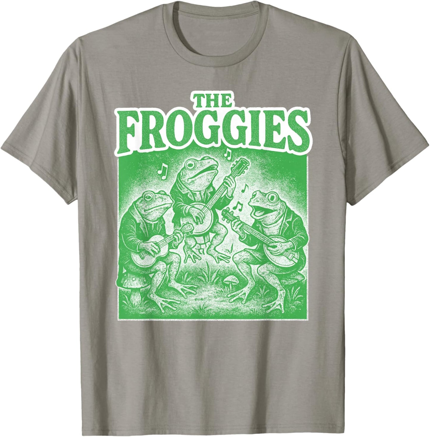 The Froggies Frog Band Art - Vintage Musical Frogs T-Shirt - T-Shirt | Sand