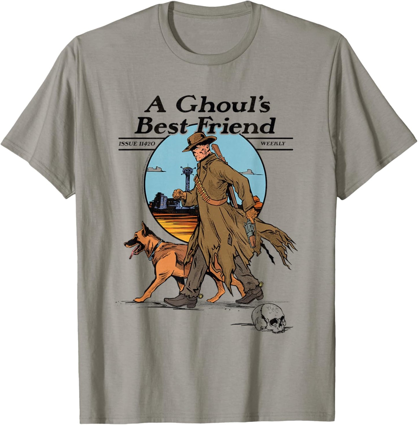Fallout A Ghoul's Best Friend Illustrated Magazine Cover TV T-Shirt - T-Shirt | Sand