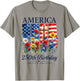 America 250th Birthday Floral 250 Years Patriotic 4th July T-Shirt - T-Shirt | Sand
