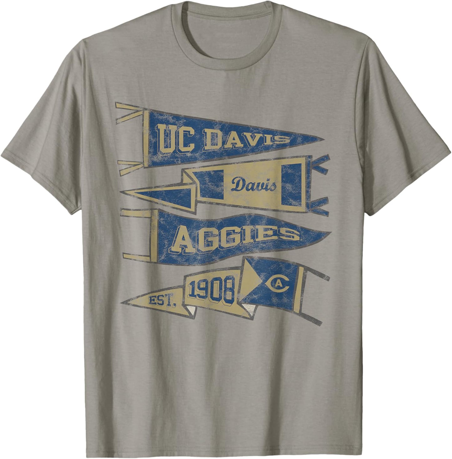 UC Davis Aggies Distressed Pennants T-Shirt - T-Shirt | Sand
