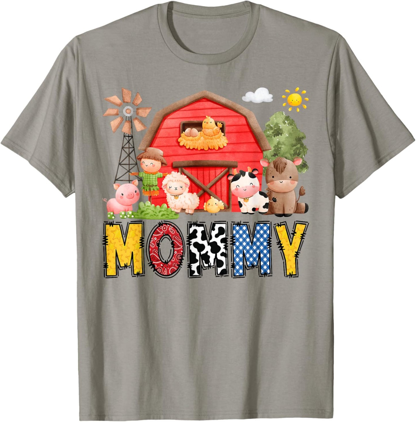 Mommy Farm Cow Birthday Boy Matching Family Matching T-Shirt - T-Shirt | Sand