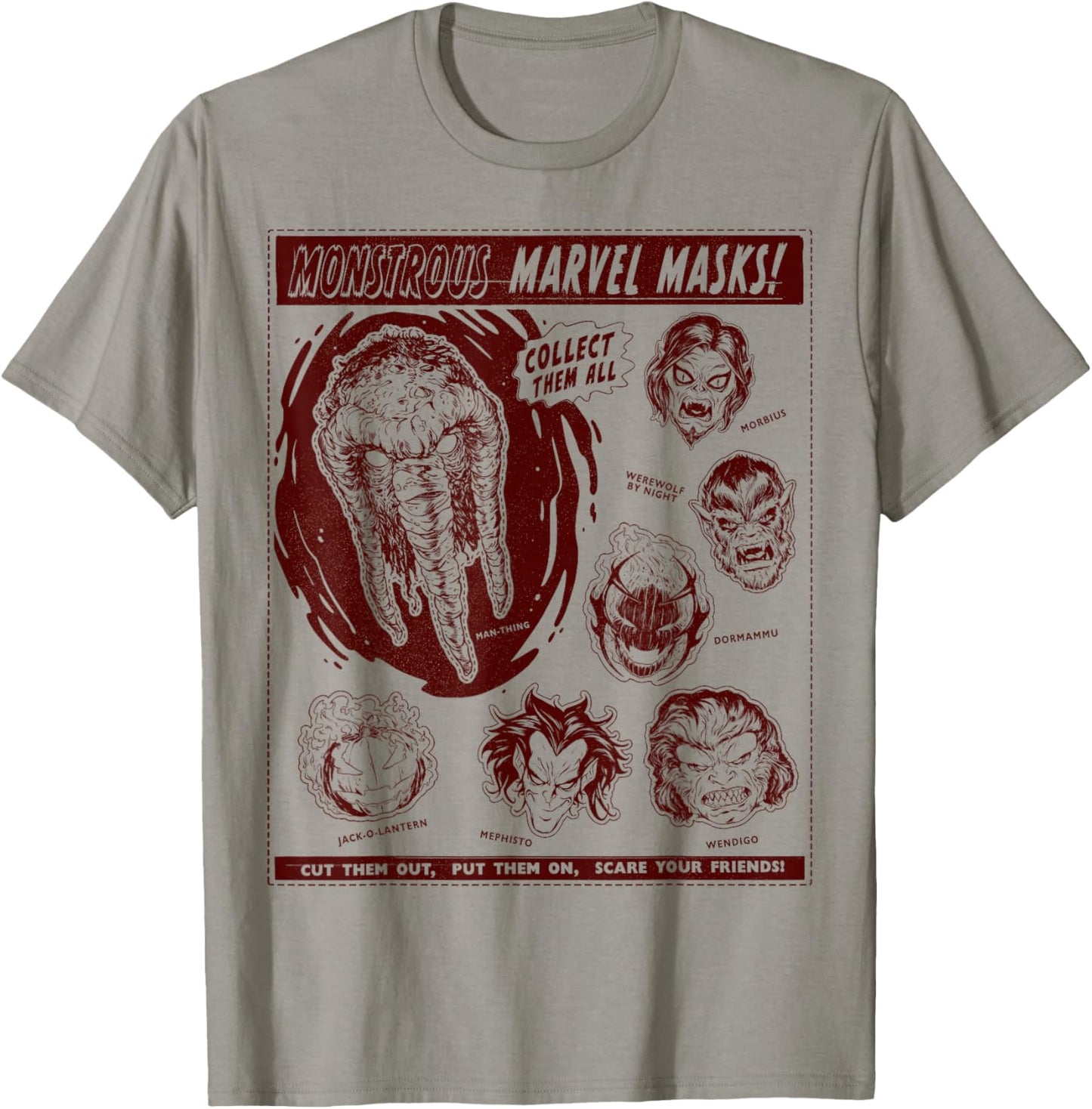 Marvel Monsters Man-Thing Monstrous Marvel Masks Halloween T-Shirt - T-Shirt | Sand