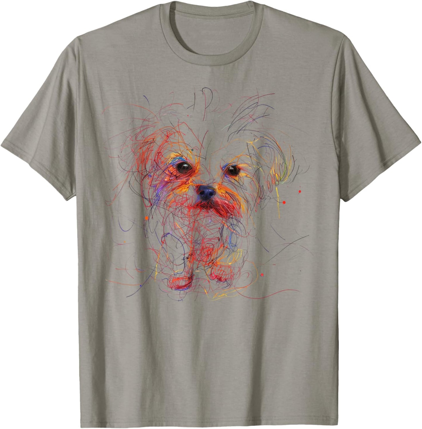 Maltese Lover Dog Drawn With Colored Pencils Favorite Pet T-Shirt - T-Shirt | Sand