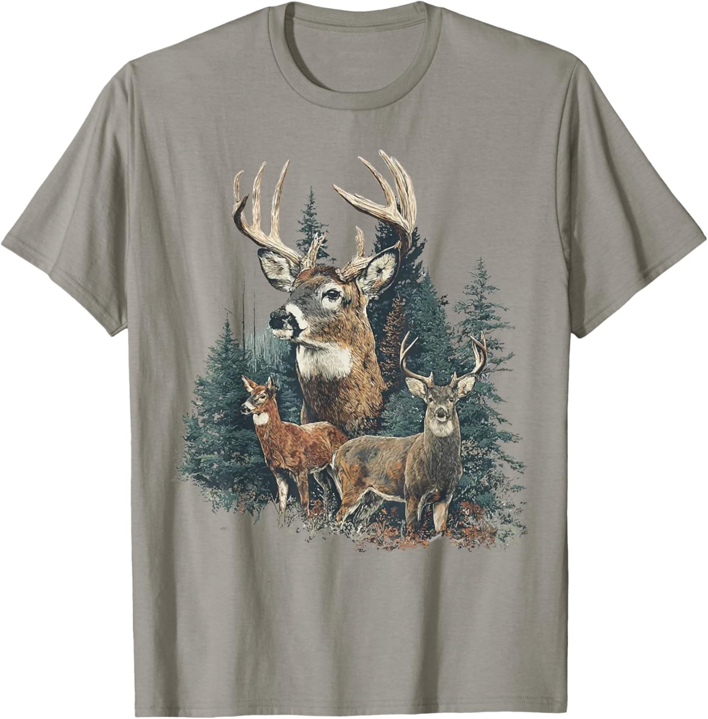 Vintage Deer 90s Graphic Style Hunter Deer Faded Nature T-Shirt - T-Shirt | Sand