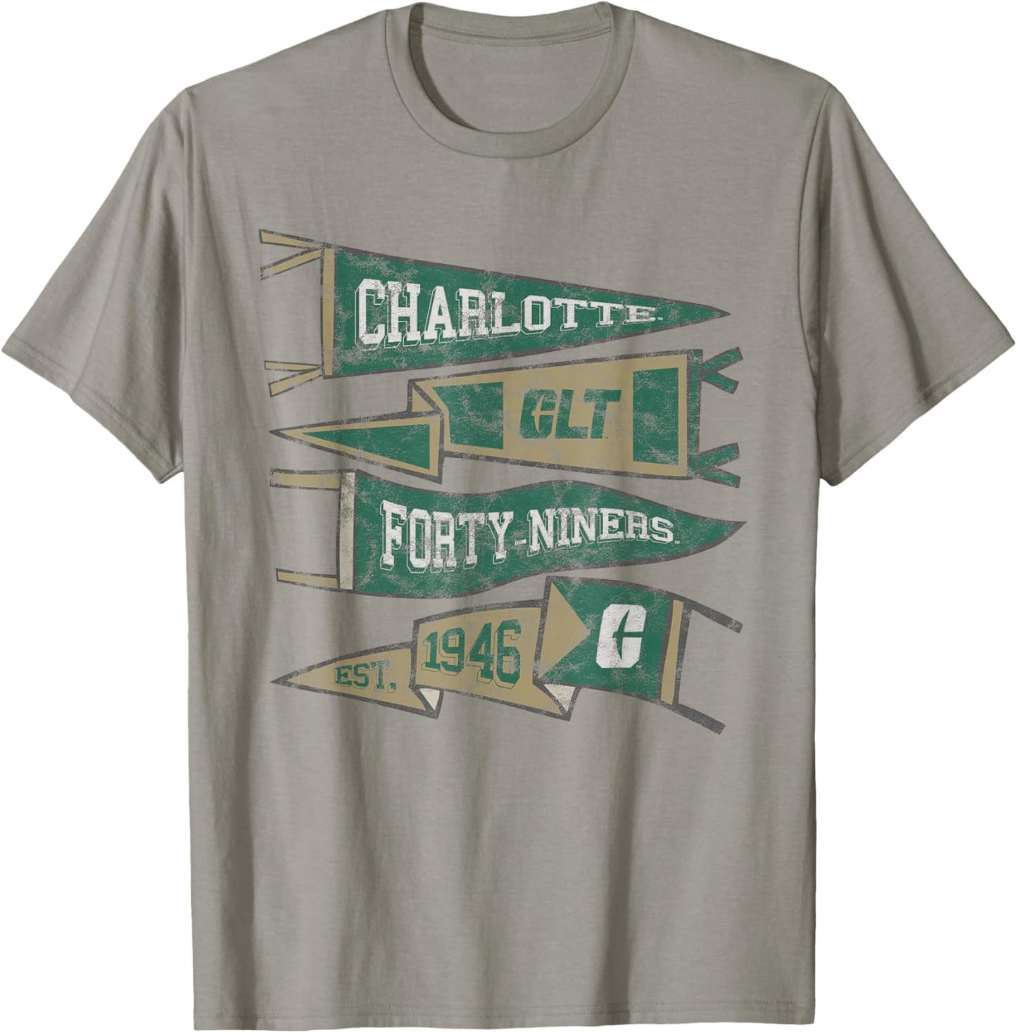 UNC Charlotte 49ers Distressed Pennants T-Shirt - T-Shirt | Sand