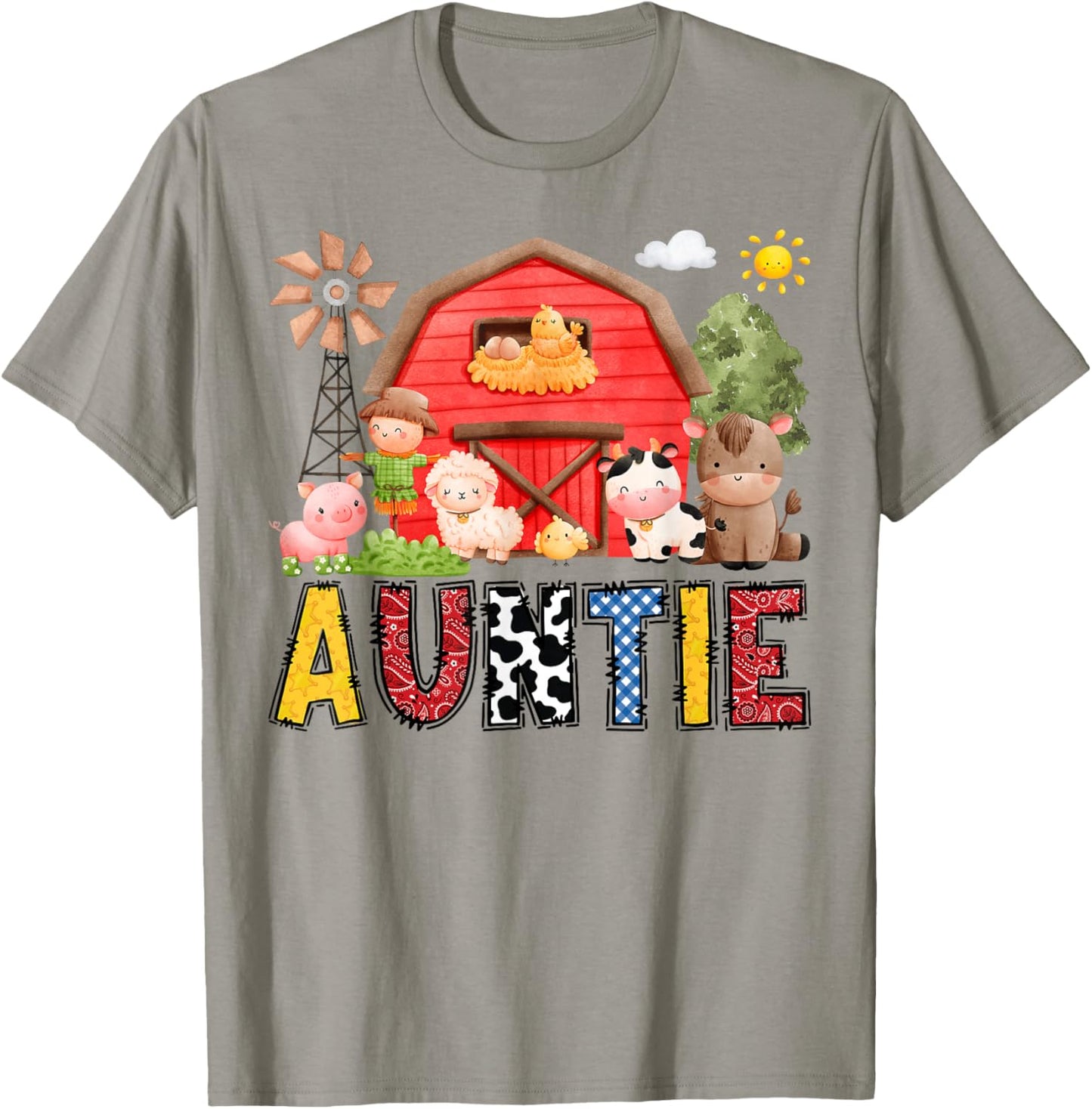 Auntie Farm Cow Birthday Boy Matching Family Matching T-Shirt - T-Shirt | Sand